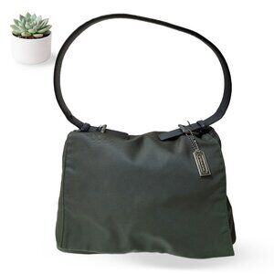 RARE Coach Black Nylon Flap Shoulder Bag with Leather Trim